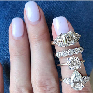 Emerald Cut with Round Trio Side Stones  Lindsey Leigh Jewelry.
