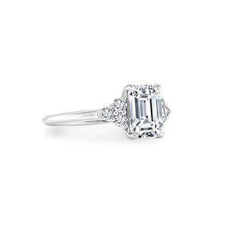 Emerald Cut with Round Trio Side Stones  Lindsey Leigh Jewelry.
