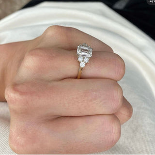 Emerald Cut with Round Trio Side Stones  Lindsey Leigh Jewelry.
