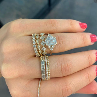 Emerald Cut with Round Trio Side Stones  Lindsey Leigh Jewelry.
