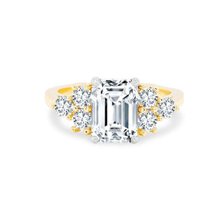 Emerald Cut with Round Trio Side Stones  Lindsey Leigh Jewelry.
