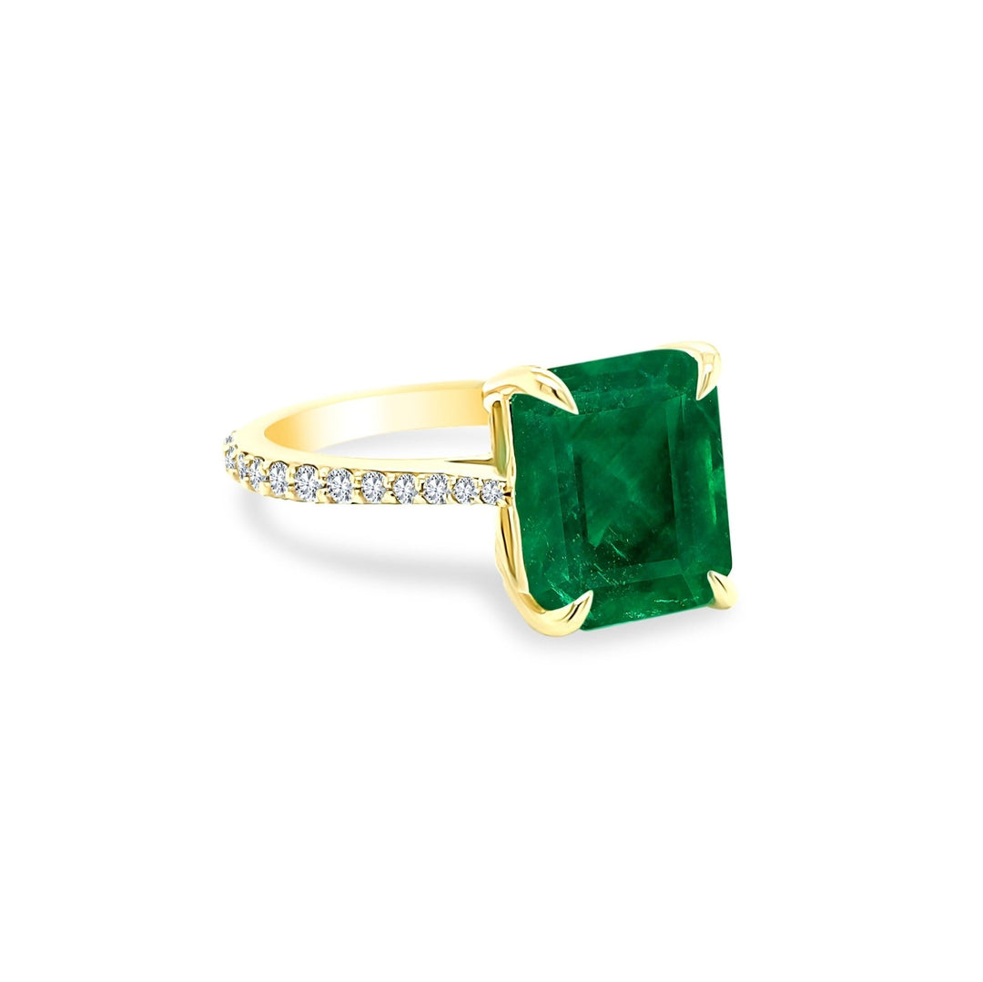 Emerald Gemstone with Diamond Band - Lindsey Leigh Jewelry