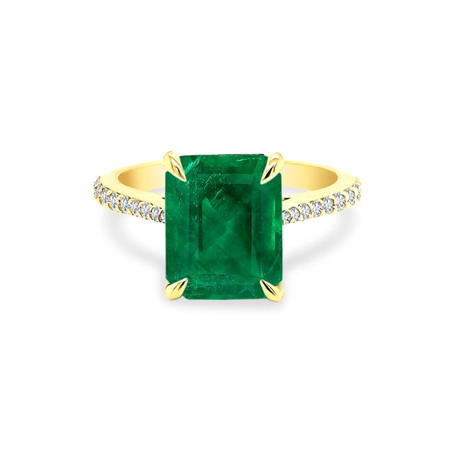 Emerald Gemstone with Diamond Band - Lindsey Leigh Jewelry