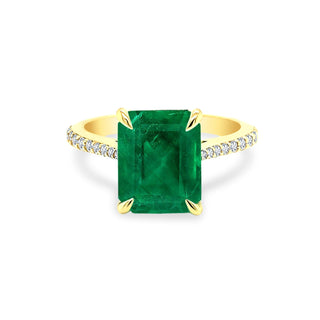 Emerald Gemstone with Diamond Band  Lindsey Leigh Jewelry.

