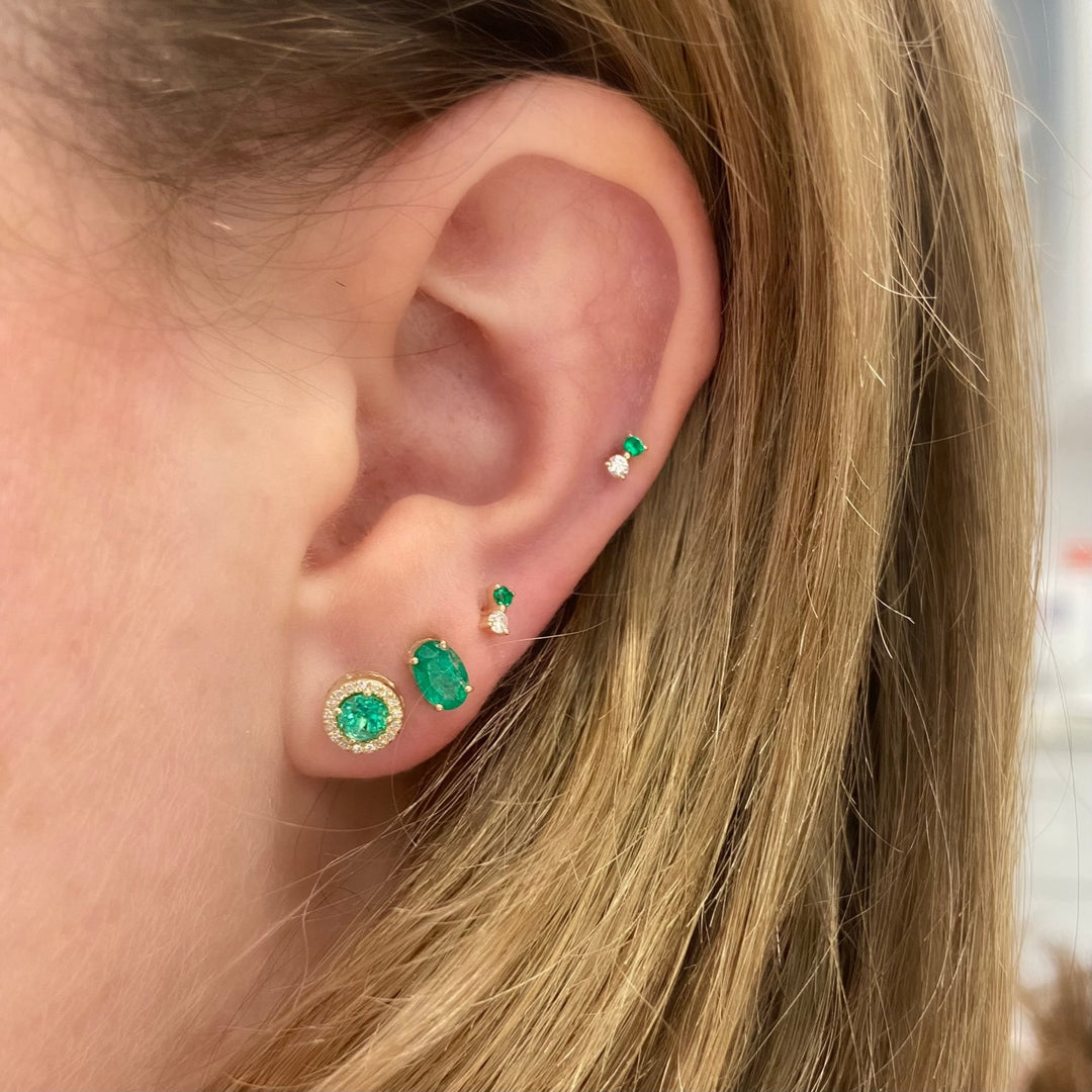 Emerald Oval Studs - Lindsey Leigh Jewelry