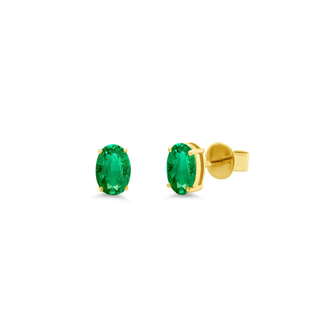 Emerald Oval Studs - Lindsey Leigh Jewelry
