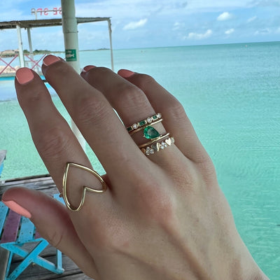 Emerald Pear Cage Band - Lindsey Leigh Jewelry