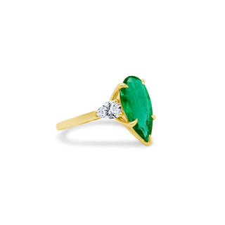 Triple Pear Cut with Emerald Center Stone  Lindsey Leigh Jewelry.
