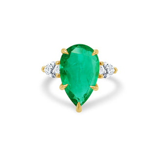 Triple Pear Cut with Emerald Center Stone  Lindsey Leigh Jewelry.
