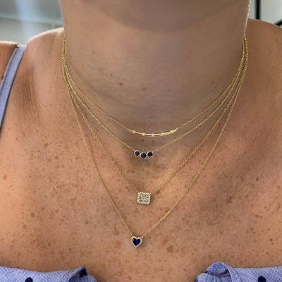 Five Diamond Curve Bar Necklace - Lindsey Leigh Jewelry