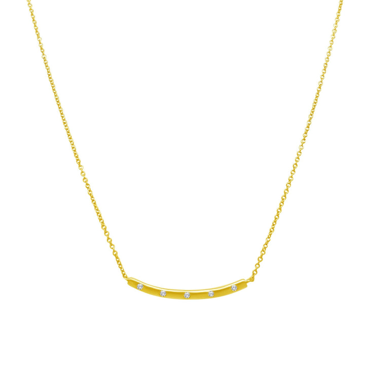 Five Diamond Curve Bar Necklace - Lindsey Leigh Jewelry