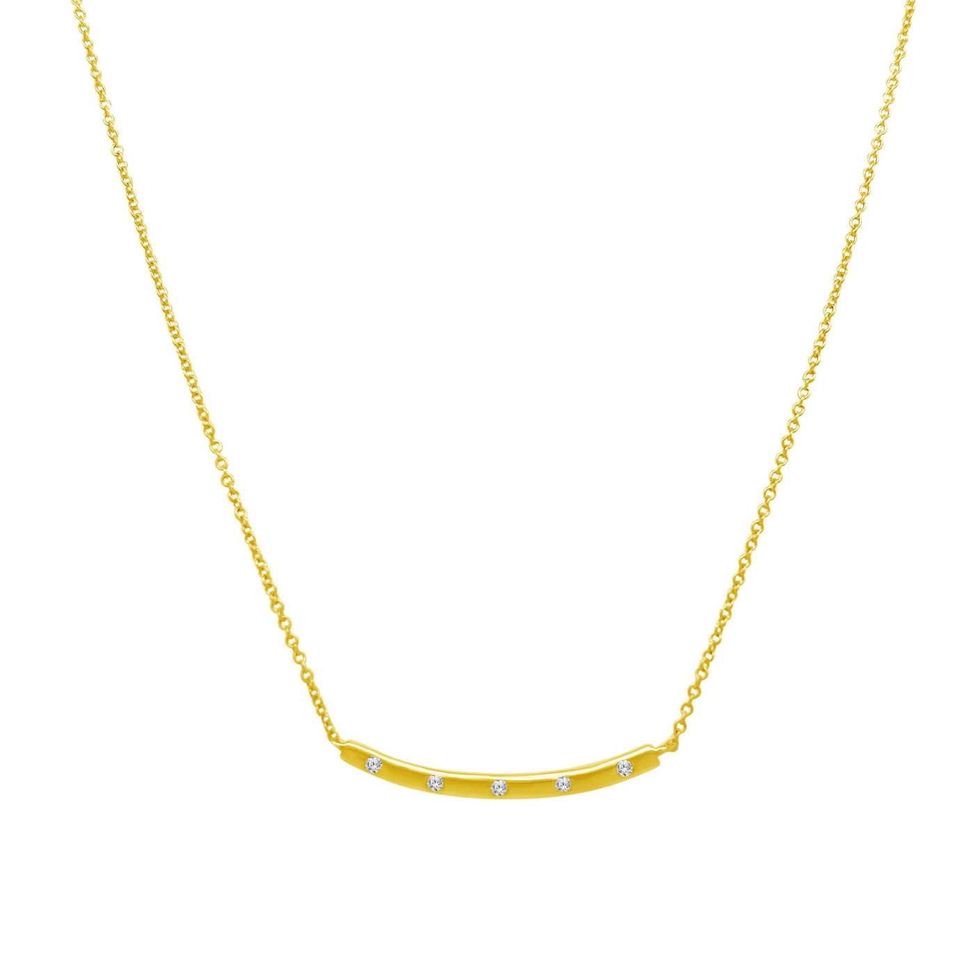 Five Diamond Curve Bar Necklace - Lindsey Leigh Jewelry