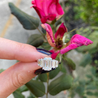 Emerald Cut with Double Emerald Cut Side Stones  Lindsey Leigh Jewelry.
