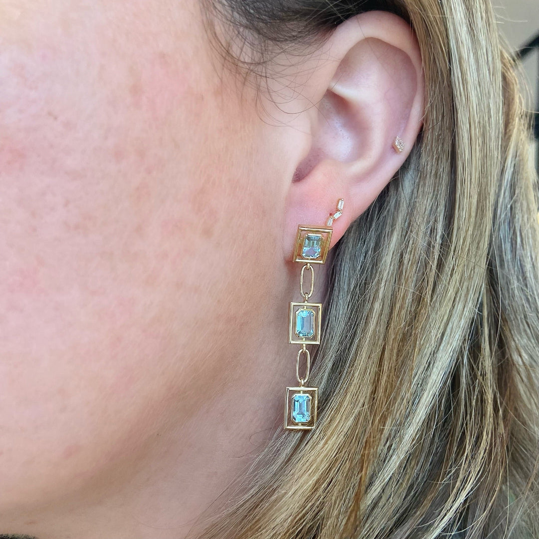 Floating Bezel Dangle Earrings - Lindsey Leigh Jewelry