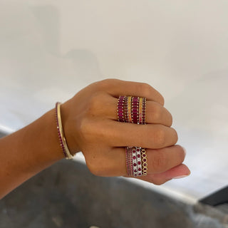Gemstone and Diamond Halfway Band  Lindsey Leigh Jewelry.
