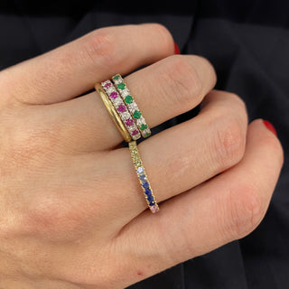 Gemstone and Diamond Halfway Band  Lindsey Leigh Jewelry.
