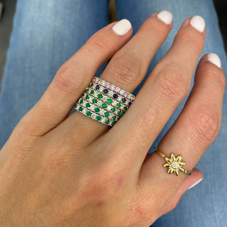 Gemstone and Diamond Halfway Band  Lindsey Leigh Jewelry.
