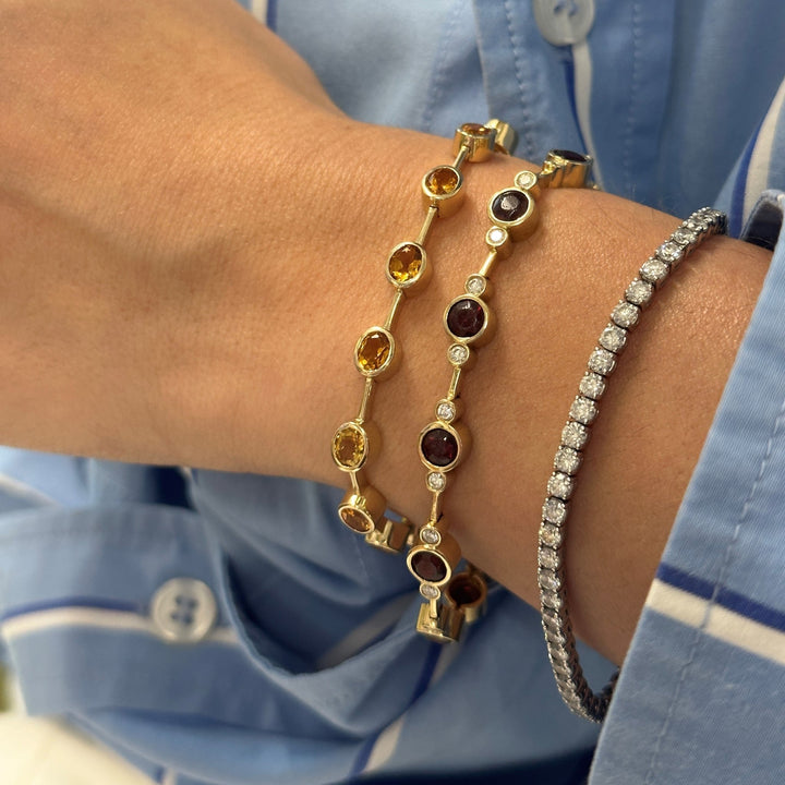 Gemstone Bezel Bar Bracelet - Lindsey Leigh Jewelry