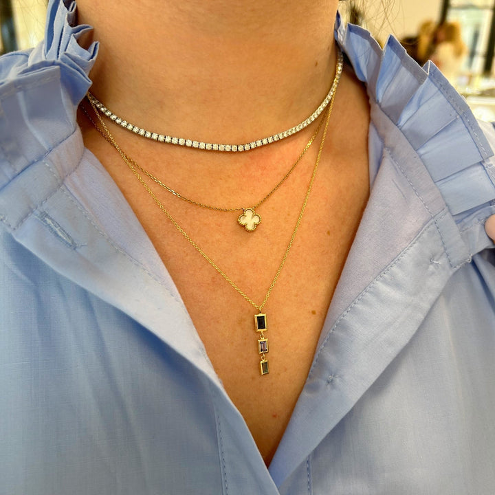 Gemstone Bezel Drop Necklace - Lindsey Leigh Jewelry