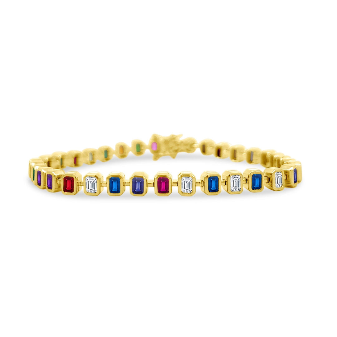 Gemstone Bezel Tennis Bracelet - Lindsey Leigh Jewelry