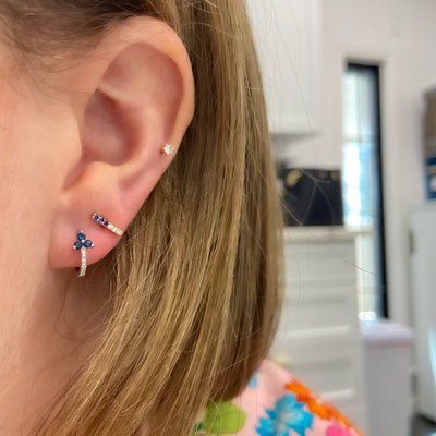 Gemstone & Diamond Bar Studs - Lindsey Leigh Jewelry