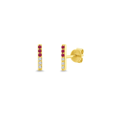Gemstone & Diamond Bar Studs - Lindsey Leigh Jewelry