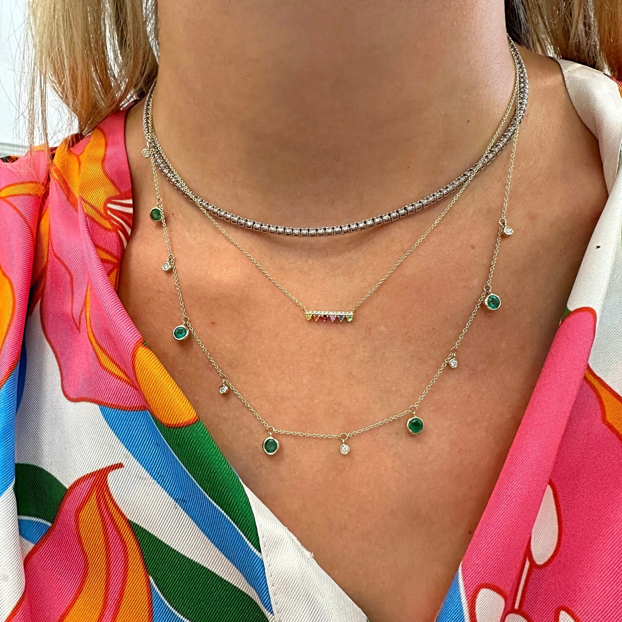 Stephanie Diamond Bezel Dangle Necklace 14K – LeMel