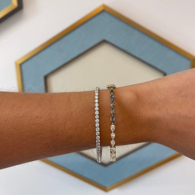 Gemstone & Diamond Chasing Pear Bangle - Lindsey Leigh Jewelry