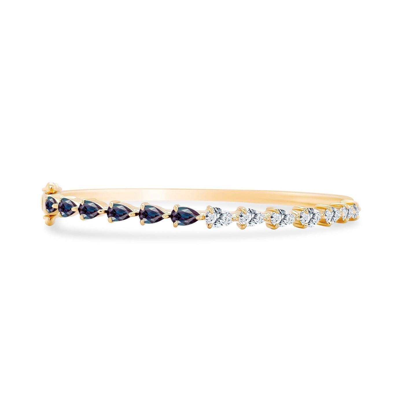 Gemstone & Diamond Chasing Pear Bangle - Lindsey Leigh Jewelry