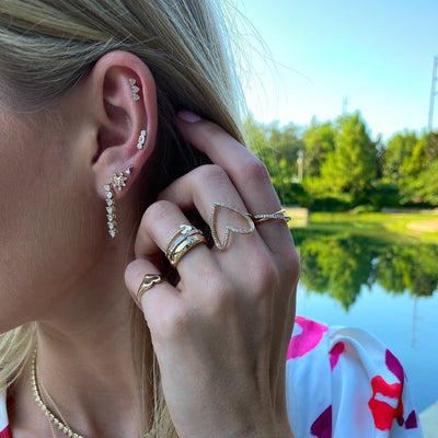 Gemstone & Diamond Duo Stud - Lindsey Leigh Jewelry