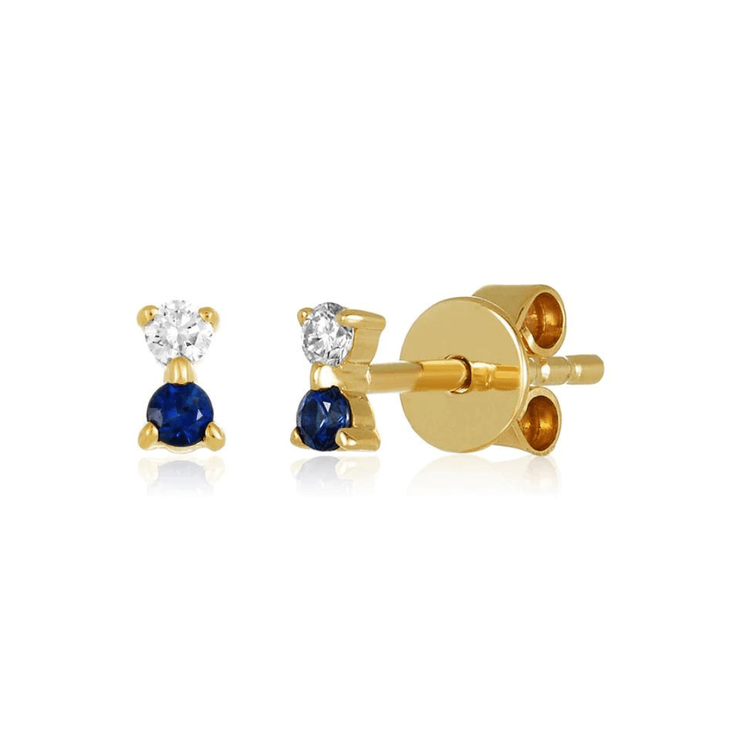 Gemstone & Diamond Duo Stud - Lindsey Leigh Jewelry