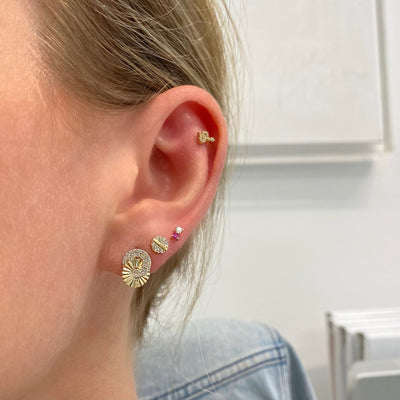 Gemstone & Diamond Duo Stud - Lindsey Leigh Jewelry