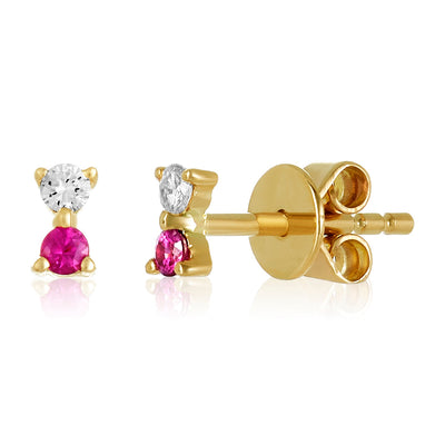 Gemstone & Diamond Duo Stud - Lindsey Leigh Jewelry