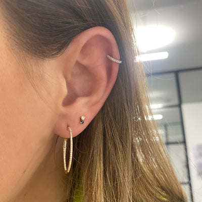 Gemstone & Diamond Duo Stud - Lindsey Leigh Jewelry