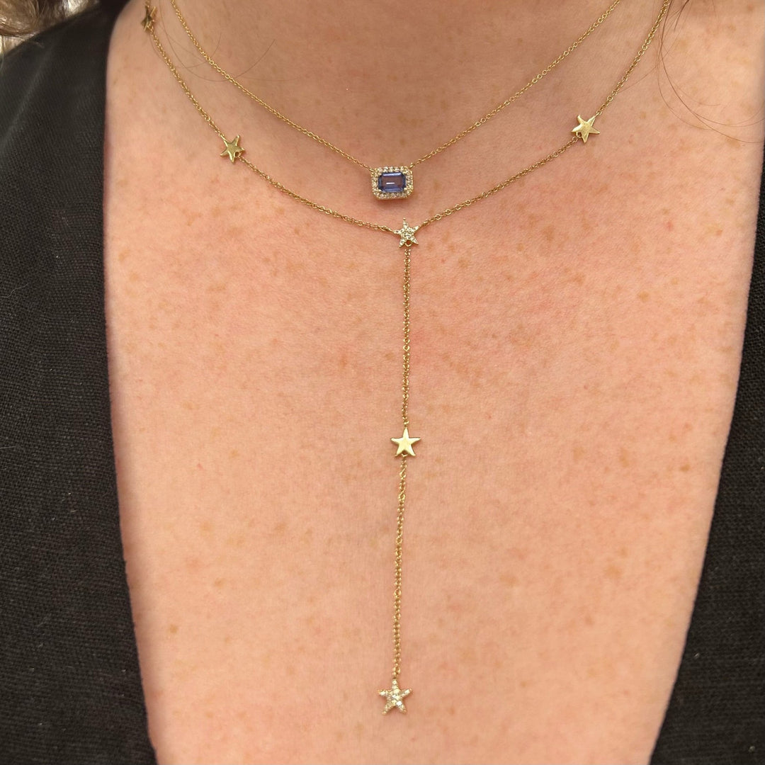 Gemstone & Diamond Halo Necklace - Lindsey Leigh Jewelry