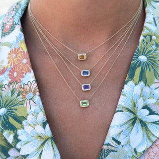 Gemstone & Diamond Halo Necklace  Lindsey Leigh Jewelry.
