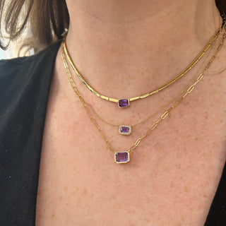 Gemstone & Diamond Halo Necklace  Lindsey Leigh Jewelry.
