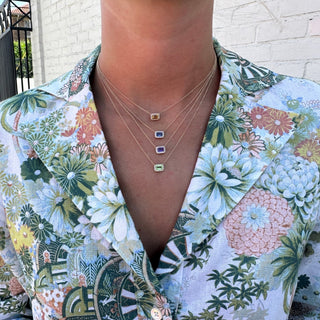 Gemstone & Diamond Halo Necklace  Lindsey Leigh Jewelry.
