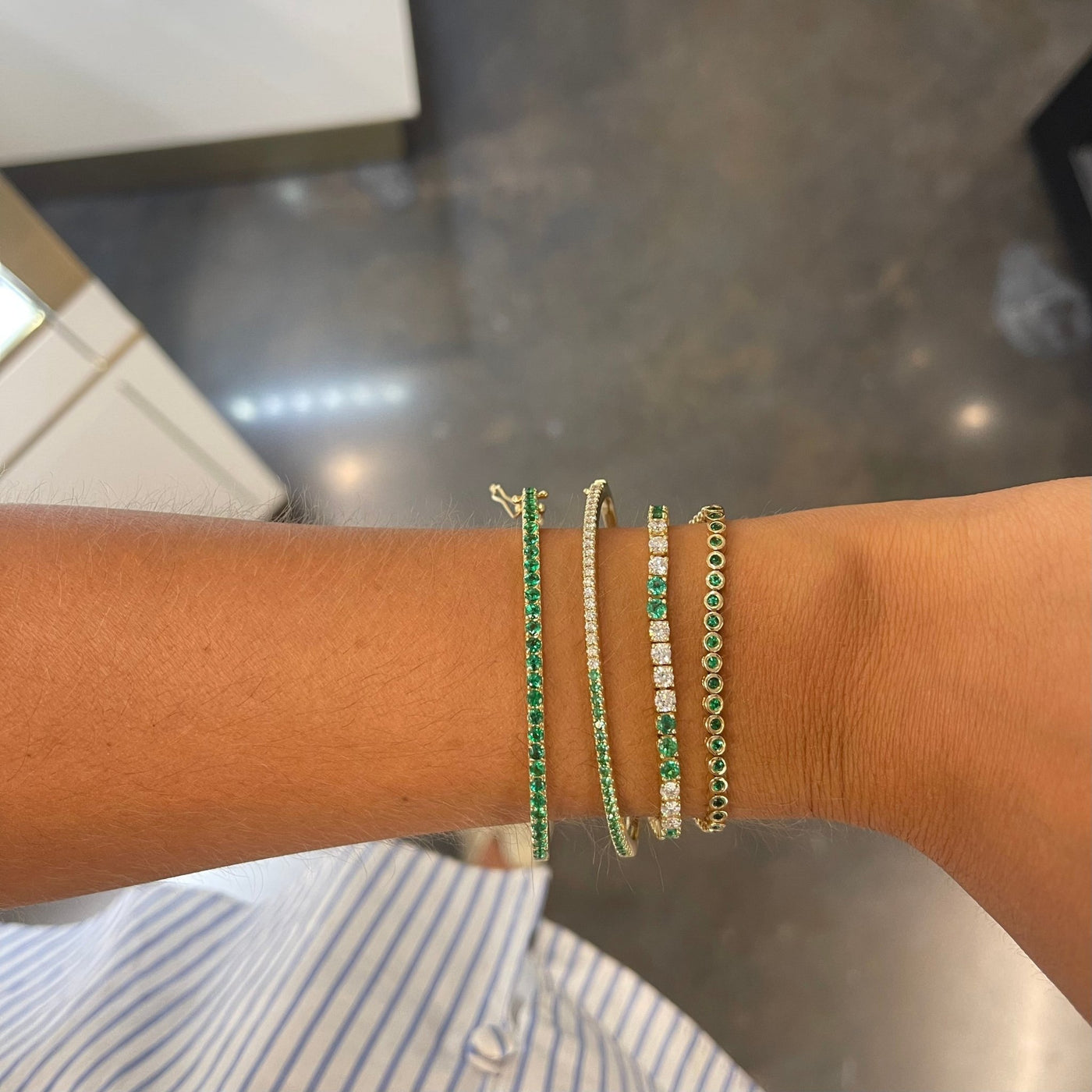 Gemstone Hinge Bangle - Lindsey Leigh Jewelry
