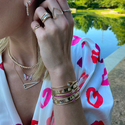 Gemstone Hinge Bangle - Lindsey Leigh Jewelry