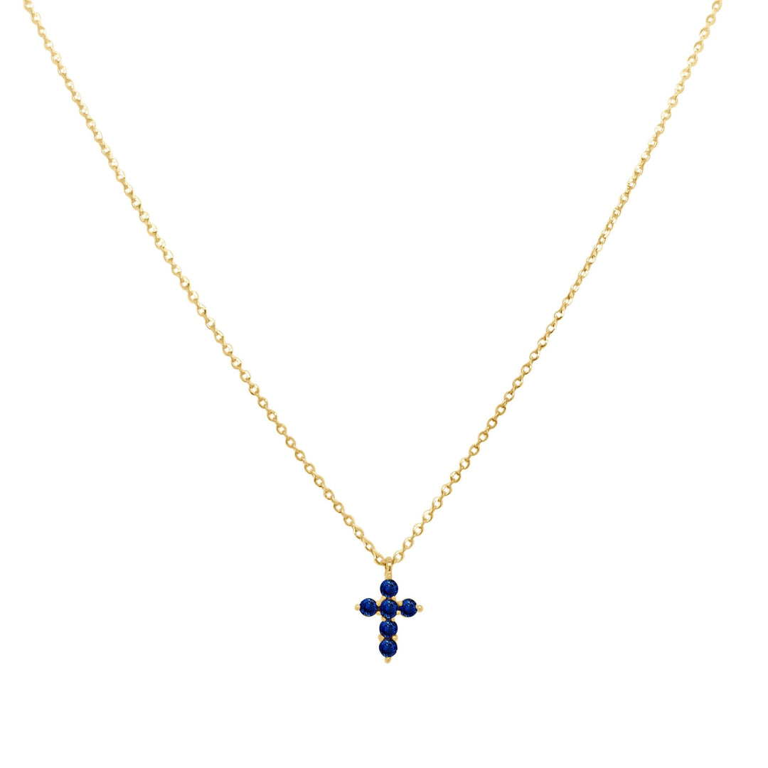 Gemstone Mini Cross Necklace - Lindsey Leigh Jewelry