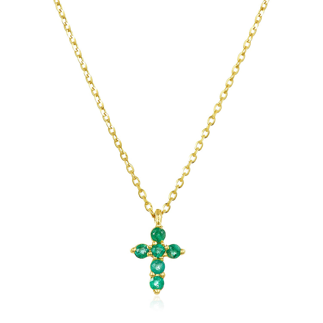 Gemstone Mini Cross Necklace - Lindsey Leigh Jewelry