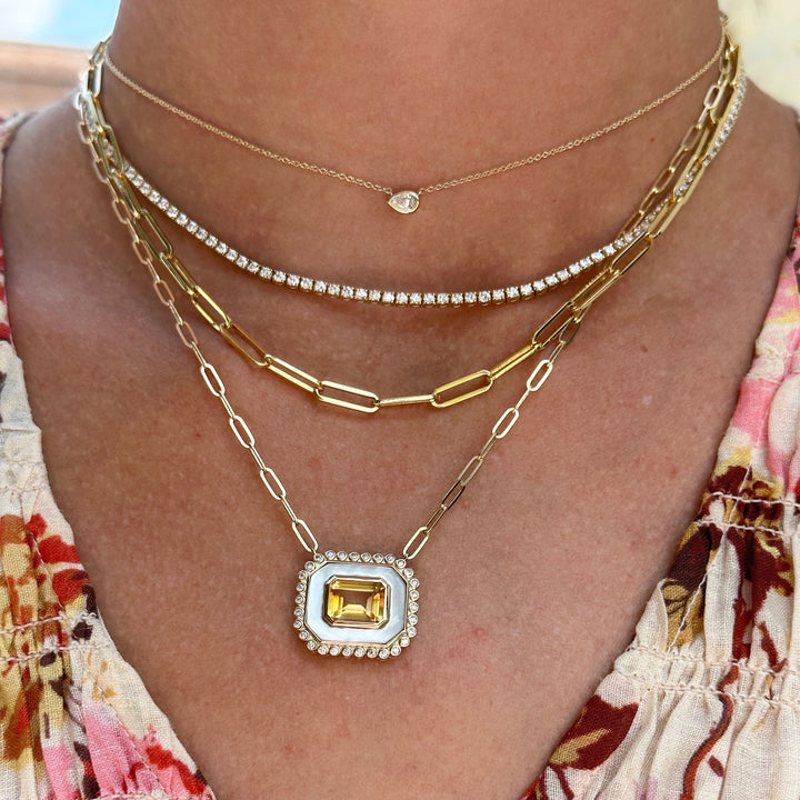 Gemstone & Mother of Pearl Ornate Necklace - Lindsey Leigh Jewelry