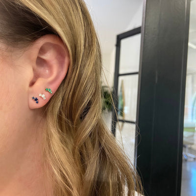 Gemstone Trio Curve Stud - Lindsey Leigh Jewelry