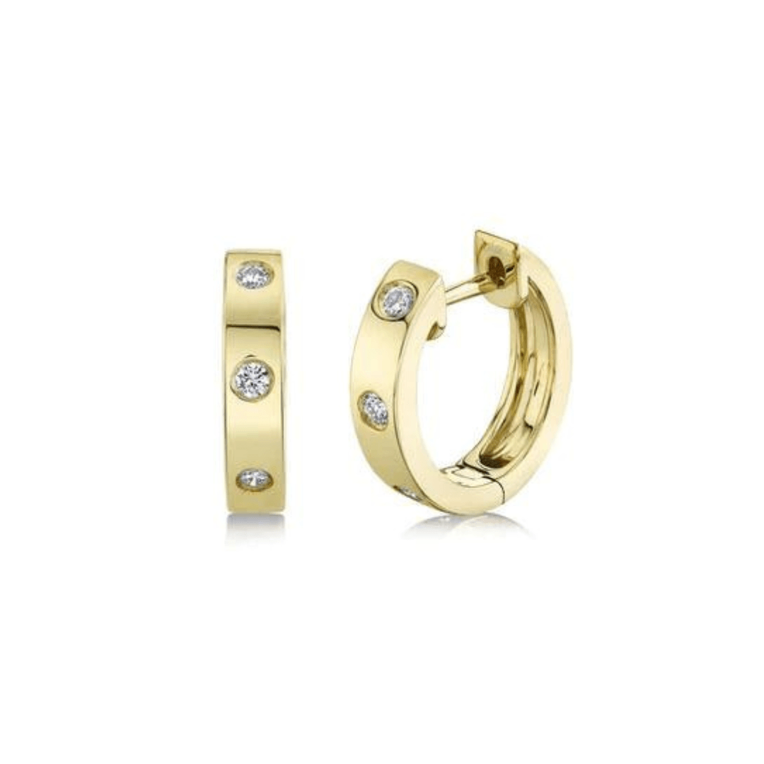 Gold and Diamond Inlay Huggies - Lindsey Leigh Jewelry