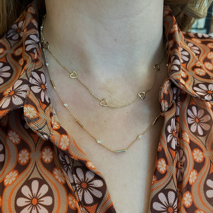 Gold Bar & Diamond Bezel Necklace - Lindsey Leigh Jewelry