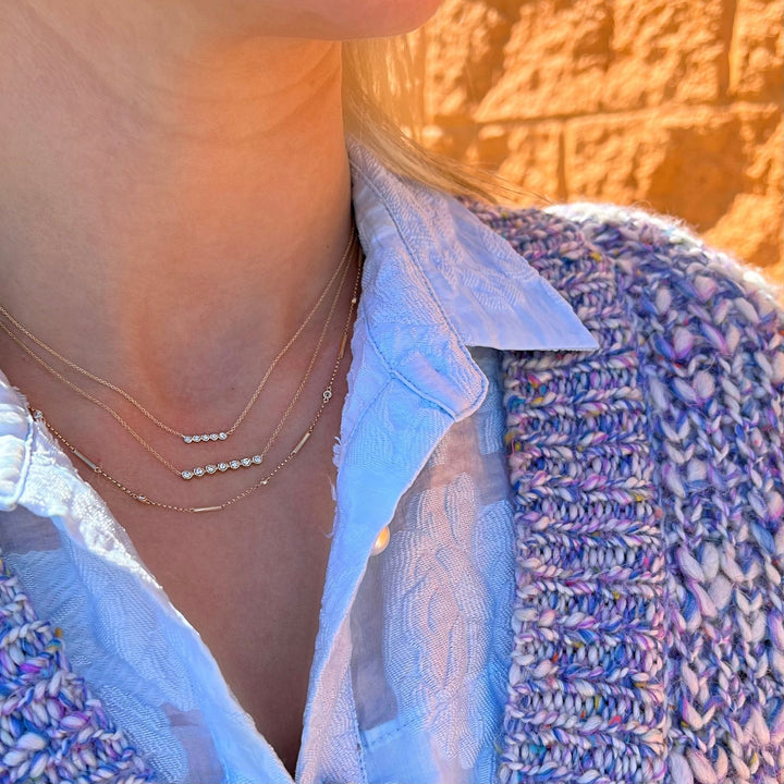 Gold Bar & Diamond Bezel Necklace - Lindsey Leigh Jewelry