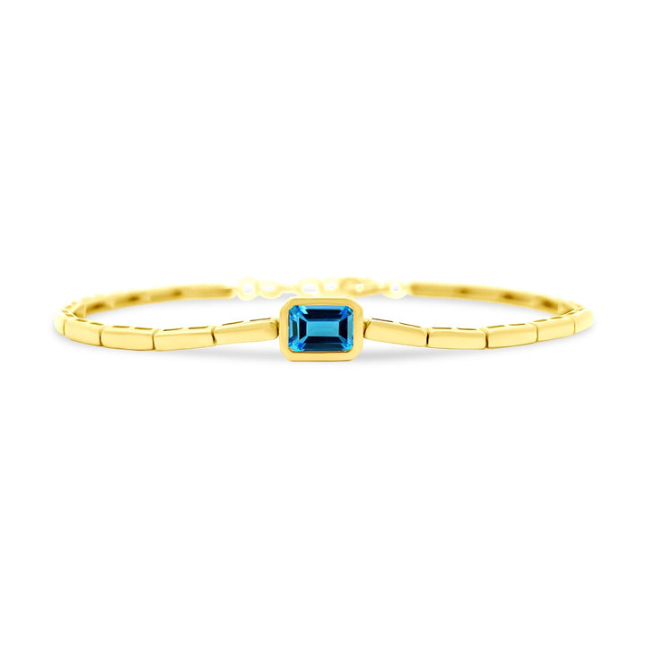 Gold Bar & Gemstone Bezel Bracelet - Lindsey Leigh Jewelry