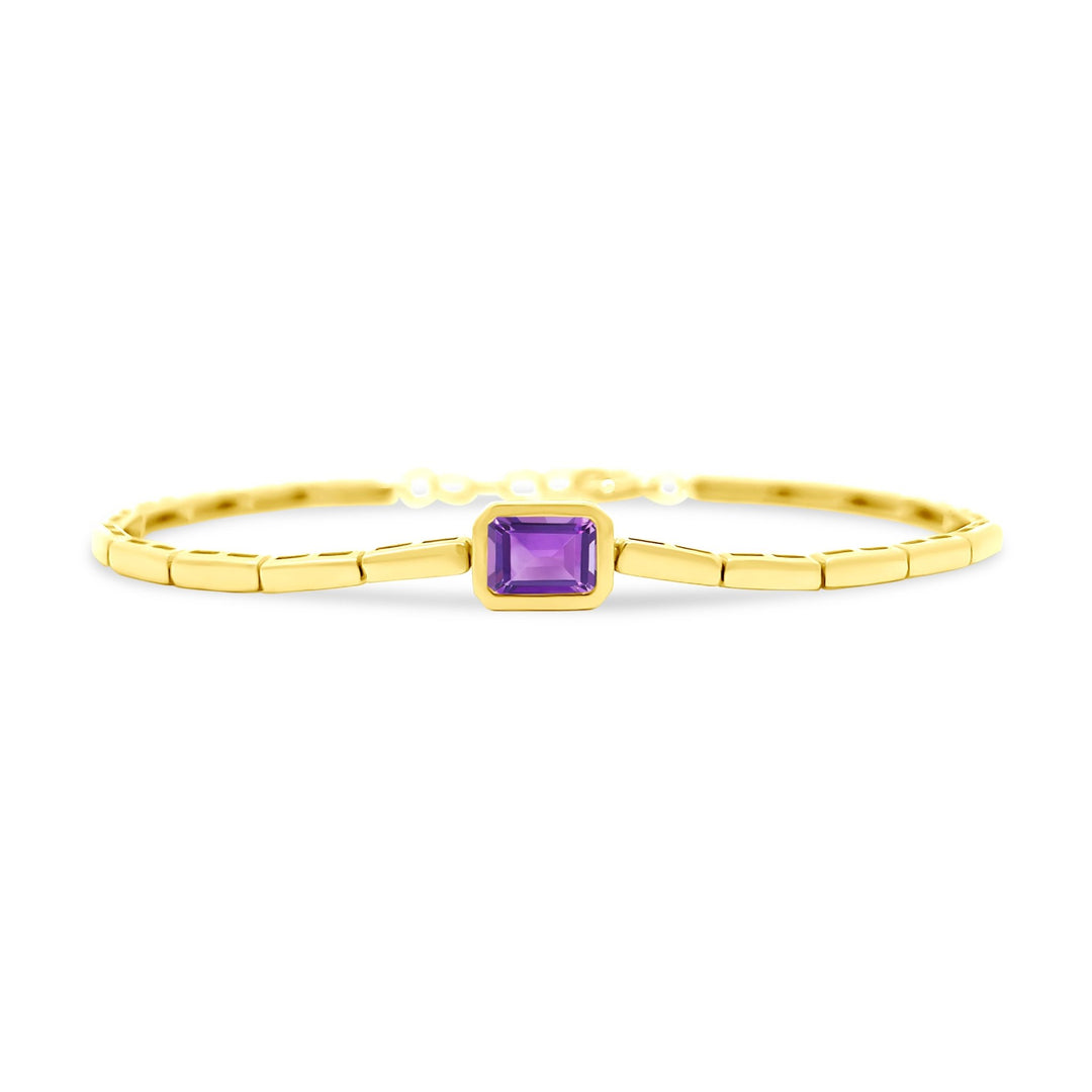 Gold Bar & Gemstone Bezel Bracelet - Lindsey Leigh Jewelry