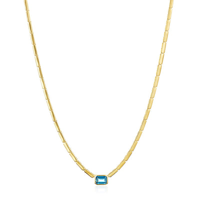 Gold Bar & Gemstone Bezel Necklace - Lindsey Leigh Jewelry